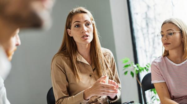lady speaking to group