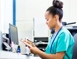 Nurse at her computer